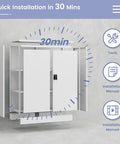 Beefy Heavy Duty Metal Storage Cabinet With Lockable Doors And Two Adjustable Shelves 36 Inch Steel Tool Cabinet for Garage Home Office School White Powder Coated Finish