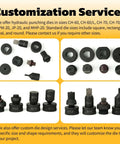 Various hydraulic punching dies including Heavy Duty Square Punch Die For CH70 Hydraulic Press 13.5x13.5mm, shown in different sizes.