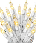 Clear White Christmas Tree Lights Set With 100 Bulbs On White Wire 24 Ft Indoor Outdoor UL Listed Static And Flash Modes
