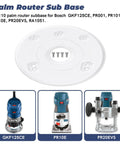 Top Tier Palm Router Subbase Base Plate Secured With Heavy Duty Screws For Bosch And DeWalt Users with clear polycarbonate design.