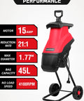 Electric Wood Chipper Shredder For Yard Cleanup That Really Chews Through Branches 21 To 1 Reduction 1.77 Inch Cutting Diameter