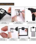 Installation instructions for 5 Piece Matte Black Bathroom Hardware Set with tools, screws, and wall plugs showcased step by step.