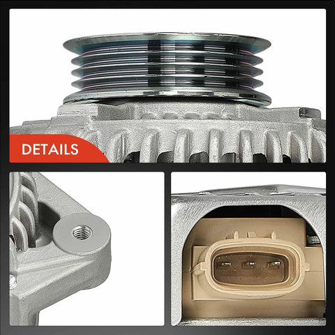 Close-up details of Alternator Compatible With Toyota Echo 2000 2005 And Scion XA 2004 2006 1 5L 12V 90A 4 Groove Pulley Clockwise Replacement
