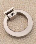 Close-up of brushed nickel ring drawer pull from 6 Pack Brushed Nickel Ring Drawer Pulls Stainless Steel Cabinet Handles for Kitchen Cabinets.