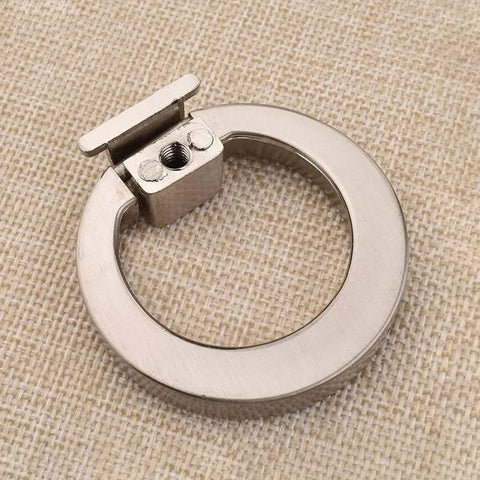 Close-up of brushed nickel ring drawer pull from 6 Pack Brushed Nickel Ring Drawer Pulls Stainless Steel Cabinet Handles for Kitchen Cabinets.