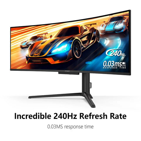 49 Inch OLED Curved Ultrawide Gaming Monitor That Cranks Out 5120x1440, 240Hz, 0.03ms, USB C 90W, HDMI 2.1, DisplayPort, side view