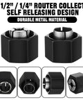 2 Pack Router Collet Kit 1/4 Inch And 1/2 Inch Replacement Set For Dewalt 1613 1617 1618 Series Routers And DW621 DW616 DW618 DW622 DW626