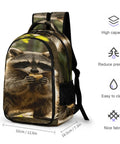 Rock Snack Raccoon Print Backpack Unisex Large Capacity Daypack Made Of Durable Polyester With Breathable Fabric And Smooth Zipper