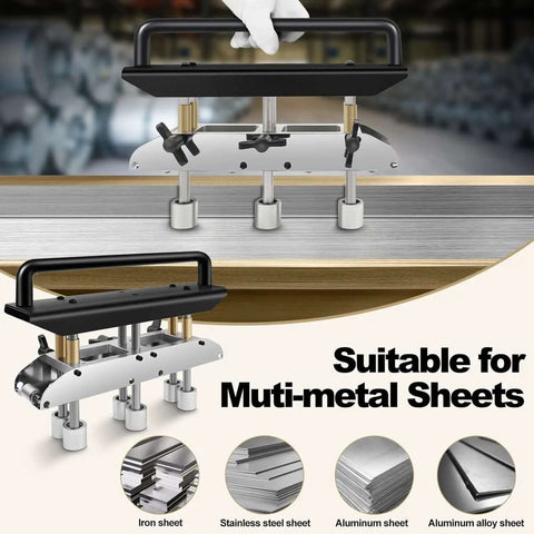 Three Station Sheet Roller And Bender For 0 To 90 Degree Bends With Large Radius Aluminum Standing Seam Roofing Tool in use