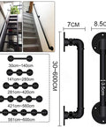 Vintage Bronze Metal Handrail Kit Indoor Outdoor Deck Railing System detail showing mounting options and measurements.