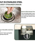 Hand using removable basket strainer in Undermount Kitchen Sink 23x18 Inch Stainless Steel 16 Gauge Single Bowl 10 Inch Deep T304