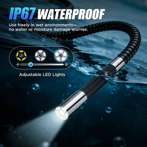 Two-Way 210 Degree Articulating Borescope Endoscope With Light 1080P Mechanic Inspection Tool waterproof IP67 in water