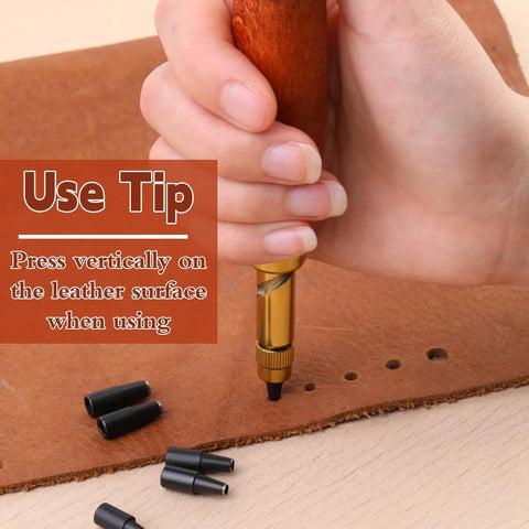 Premium Adjustable Leather Hole Punch Tool With Five Brass Drill Bits From 1.5MM To 4.0MM use tip for leather crafting