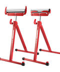 Folding Roller Stand Height Adjustable For Woodworking, Heavy Duty 250 Lb Load Capacity, red portable design, side view