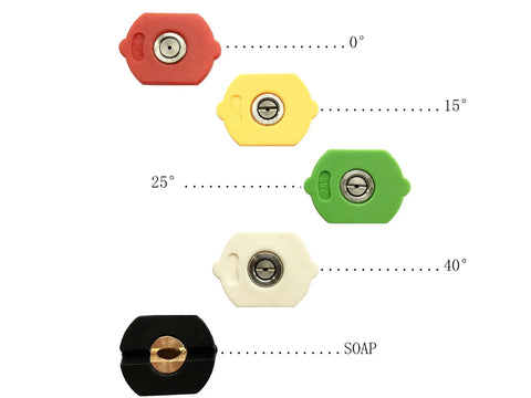 Pressure Washer Nozzle Tips Kit 1/4 Inch Quick Connect 5 Pack With Multiple Angles for 2.5 GPM Cleaning, red stainless steel tip 0 degree