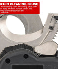 Close-up of Heavy Duty Hydraulic Electric Ratchet Cable Cutter with built-in cleaning brush for enhanced performance.