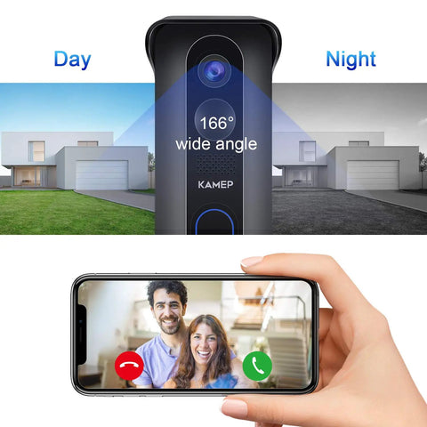 Wireless Doorbell Camera With Chime 2K QHD Video Two Way Audio Motion Detection With PIR Infrared Night Vision No Fuss Five