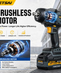 Badass 1/2 Inch Cordless Impact Wrench Brings 1400Nm Beefy Torque And 1033 Ft Lbs With Brushless Motor shown with detailed motor design.