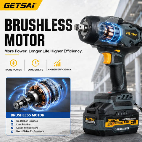 Badass 1/2 Inch Cordless Impact Wrench Brings 1400Nm Beefy Torque And 1033 Ft Lbs With Brushless Motor shown with detailed motor design.