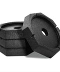 Stacked Four Pack RV Leveling Pads For Four Point Systems With Nine Inch Round Jack Feet Adds Sixty One Percent More Surface Area