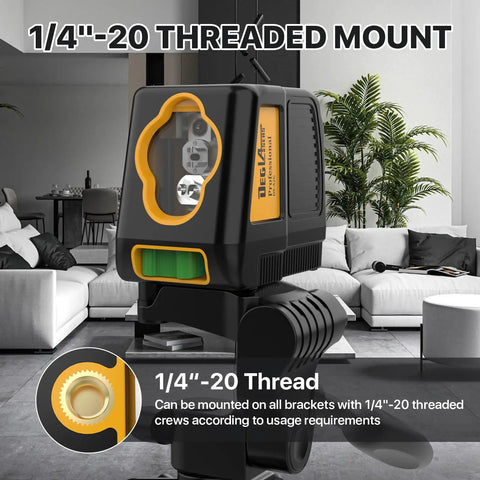 Green Cross Line Self Leveling Laser Level With Tripod For Picture Hanging Tile And Indoor Construction Projects Pro Grade Dual Module With Rechargeable Battery And Selectable Laser Lines 100 Foot Range, 1/4-20 threaded mount