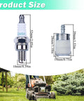 Image showing spark plug and primer bulb dimensions for Honda 9 In 1 Carburetor Kit With Gasket Fuel Filter Air Filter Spark Plug And Primer Bulb Replacement Parts For GX35 GX25 FG110 HHT25 HHT35 Rototiller Trimmer And Lawn Mower
