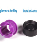Transmission Shift Cable Bushing Repair Kit And Install Tool Set, 2 Pack, showing purple bushing and black install tool