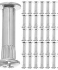Close-up of M6 Binding Screw Posts And Cabinet Hardware, 100 Piece Cold Rolled Steel Furniture Connectors in silver finish.