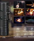 Windproof Plasma Arc Lighter And LED Flashlight 2 In 1 For Camping Hiking And Emergencies With A 5 In 1 Magnesium Fire Starter