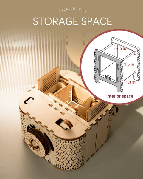 3D Wooden Puzzle Kit For Adults And Teens 14 Plus, DIY Treasure Box Brainteaser, Mechanical Engineering Model Building Toy, Eco Friendly Laser Cut Plywood Craft Kit, Educational Gift For Curious Minds, open wooden storage box