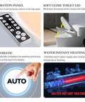 Top Tier Electric Heated Bidet Toilet Seat For Elongated Toilets With Soft Close Lid Warm Air Dryer Adjustable Water Settings Multi Clean Modes LED Night Light Self Cleans Nozzle Easy Peasy Bathroom Refresh, featuring operation panel, soft close lid, and instant heating.