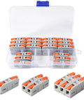 No Hassle Quick Snap Wire Connectors 30 Piece Set 24 To 12 AWG Push In Terminals in storage case for easy electrical wiring.