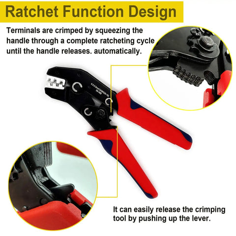 Ratchet crimping tool for 800Pcs 50Set Waterproof Automotive Electrical Wire Connector Kit with red handles and ratchet function