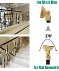 Built Tough Glass Balustrade Railing Posts And Metal Staircase Balusters With Face Mount Brackets And 270 Pivot Adjustment in gold for stairs.