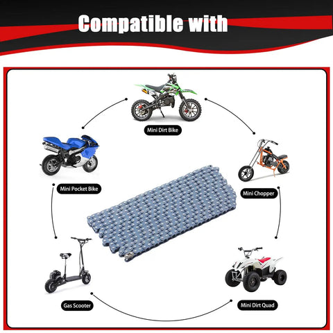 Drive Chain 10 Feet With Chain Breaker Tool Beefy Heavy Duty For 40cc 50cc 2 Stroke Pit Dirt Bikes Quad ATV with compatible vehicles