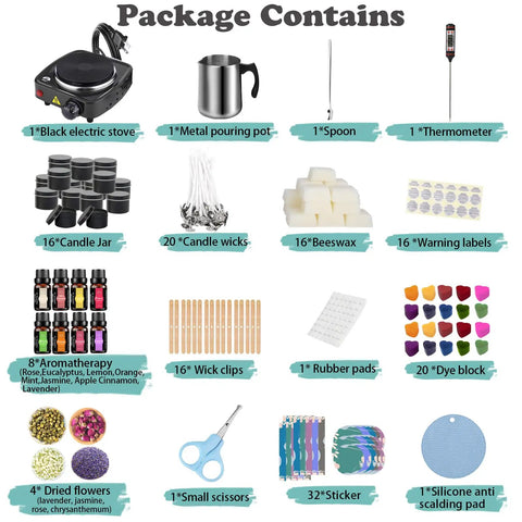 Complete Candle Making Kit With Wax Melter And Supplies For Beginners And Adults Including Beeswax Blocks, 500W Electric Stove
