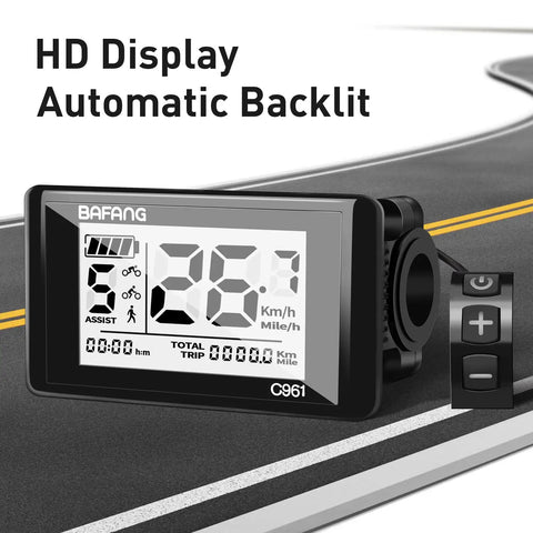 C961 Ebike Display For BBS01B BBS02B BBSHD Mid Drive Motors With PAS UART Protocol, 2.7 Inch HD Screen, 0 To 3 0 To 5 0 To 9 Assist Levels, Easy Readouts, Electric Bike Computer, Durable Backlit Display For Night Rides