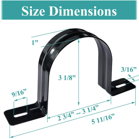 Tough As Nails Adjustable Dust Collection Hose Hangers And Pipe Wall Mounts size dimensions showing heavy duty black metal bracket measurements.