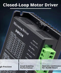 CNC Stepper Motor Driver And Controller 1.4 To 5.6A 20 To 50V DC 2 Phase 128 Micro Step with specs and status indicators.