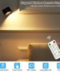 Cordless Black LED Wall Sconces With Remote And Touch Dimmer Battery Operated Reading Lights shown with remote control