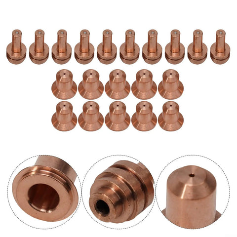 20 Piece Plasma Cutter Tips And Electrodes Set For 375 Xtreme Spectrum Torches ICE-25C ICE-27C ICE-27T, consumables detailed view