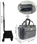 Rolling Sewing Machine Bag With Five 360 Degree Rotating Wheels And Hard Bottom Pad showcasing dimensions and handle height.