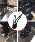 Dual Tube Outboard Engine Flusher For Boats And Yachts, Dockside Pro Grade Marine Motor Cleaner Water Flushing System, Easy Engine Maintenance And Cooling, Keeps Dirt And Grime Out, Quick Connect Hose Fit with dual-tube design in use with boat engine, showing detailed connection process.