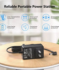 Replacement Charger For Shark Vertex Cordless Vacuums IZ440H IZ462H IZ482H IZ483H IZ662H on wooden table with protection features listed