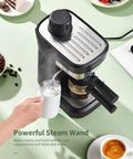 Killer Crema Game Changer Espresso Machine With Solid Six Bar Pressure For Thick Golden Shots And Straight Up Bold Flavor Perfect For Everyday Casual Brewing At Home with steam wand.