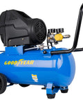 Kickass Oil Free Portable Air Compressor 8 Gallon Horizontal Tank 150 PSI Max Pressure side view with black motor and wheels.