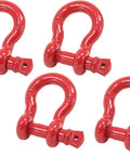 Beefy Seven-Eighth Inch Anchor Shackle Forged Carbon Steel With Alloy Screw Pin, 6.5 Ton Working Load Limit, Heavy Duty D Ring Shackle For Towing Rigging And Vehicle Recovery, Rust Resistant, 4 Pack, red