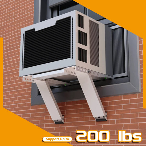 Drillless Window Air Conditioner Bracket for Easy Mounting, heavy-duty steel, rust resistant, supporting AC unit on brick wall