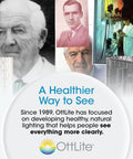 Collage of historical images with OttLite logo and 'A Healthier Way to See' slogan.