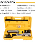 5 Ton Hydraulic Gear Puller Kit With Adjustable 2 Or 3 Jaws, Bearing Hub Separator in yellow case, tools visible.